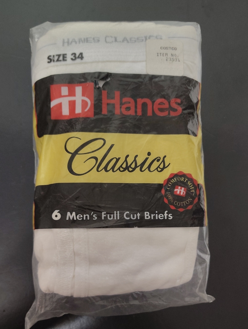 Vintage 1993 Hanes Men's Classics Full Cut White Briefs - 6 Pack - Size 34